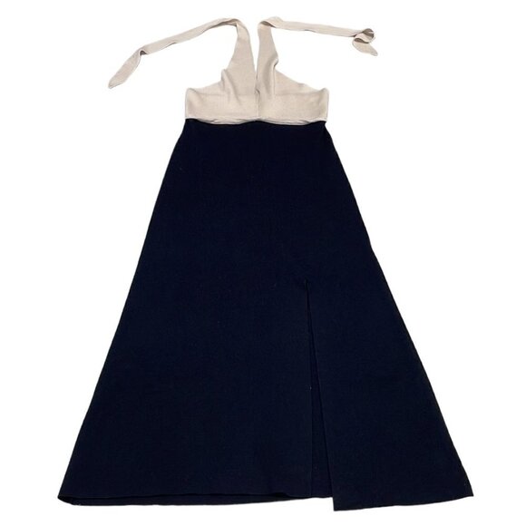 Lush NWT Maxi Dress Halter Knit Sweater Taupe Black Size Medium M - Picture 3 of 16